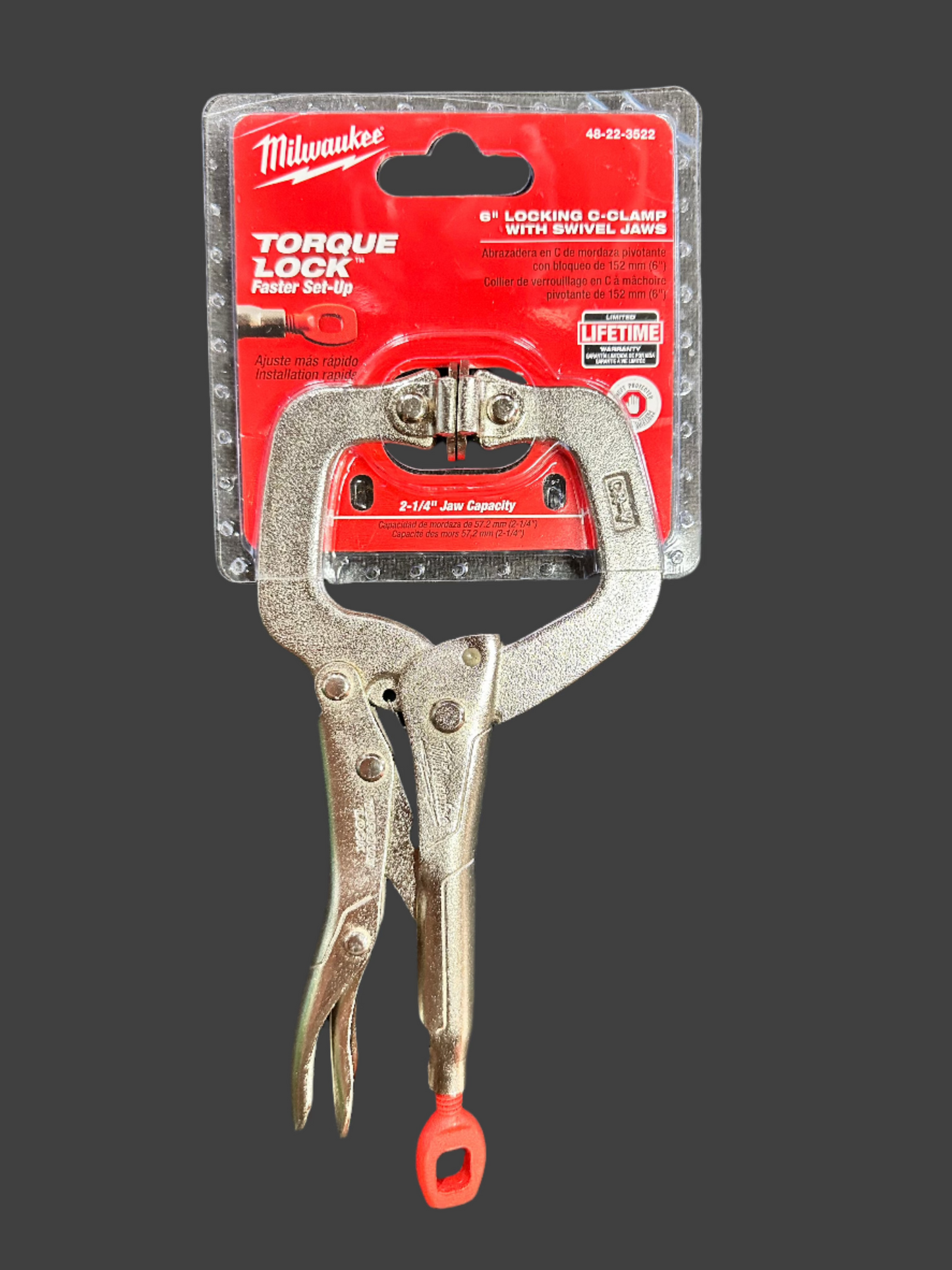 Milwaukee 6in. Torque Lock Locking Pliers C-Clamp With Swivel Jaws 48-22-3522