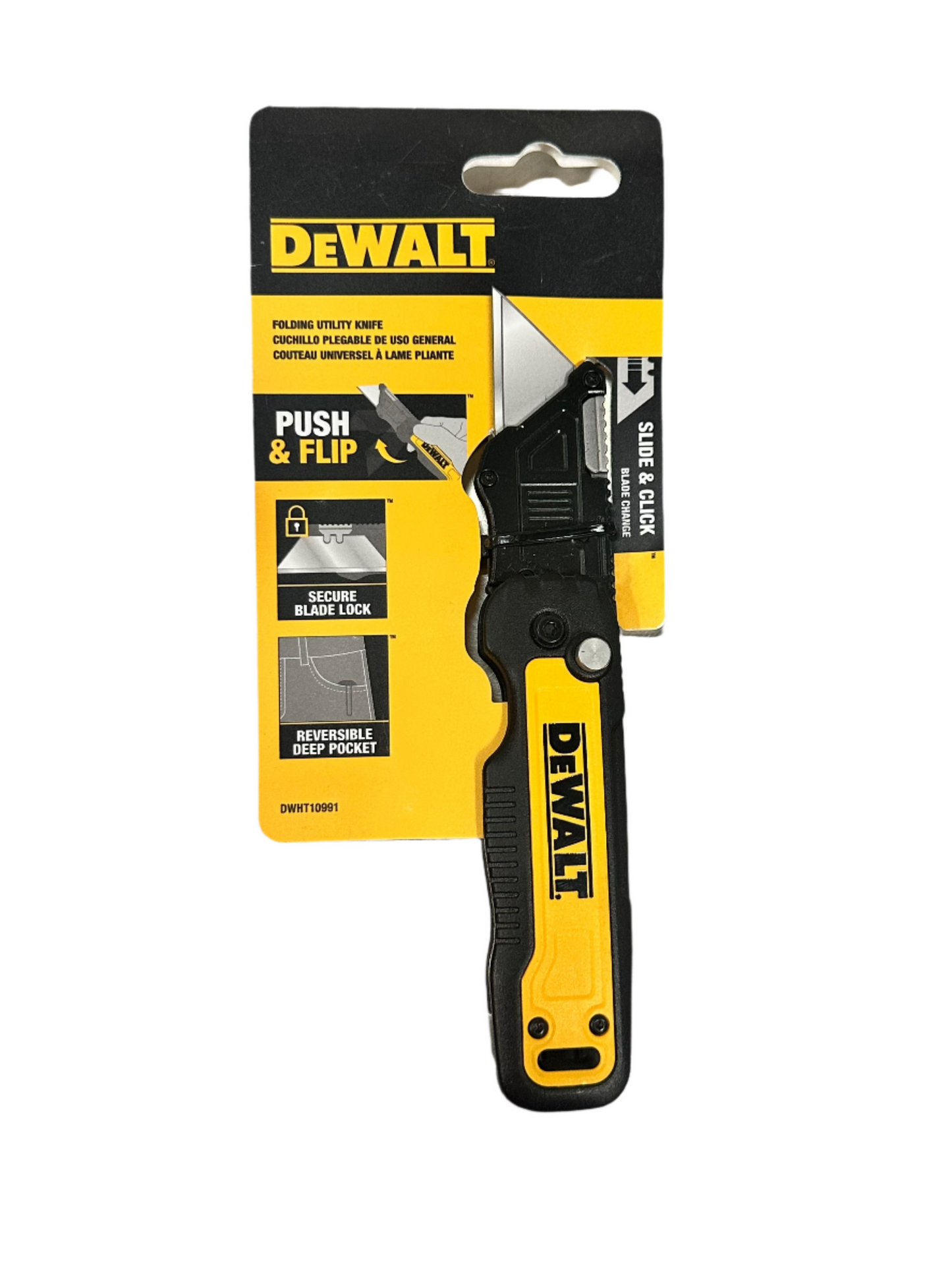 DEWALT Push and Flip Folding Lock-Back Utility Knife DWHT10991