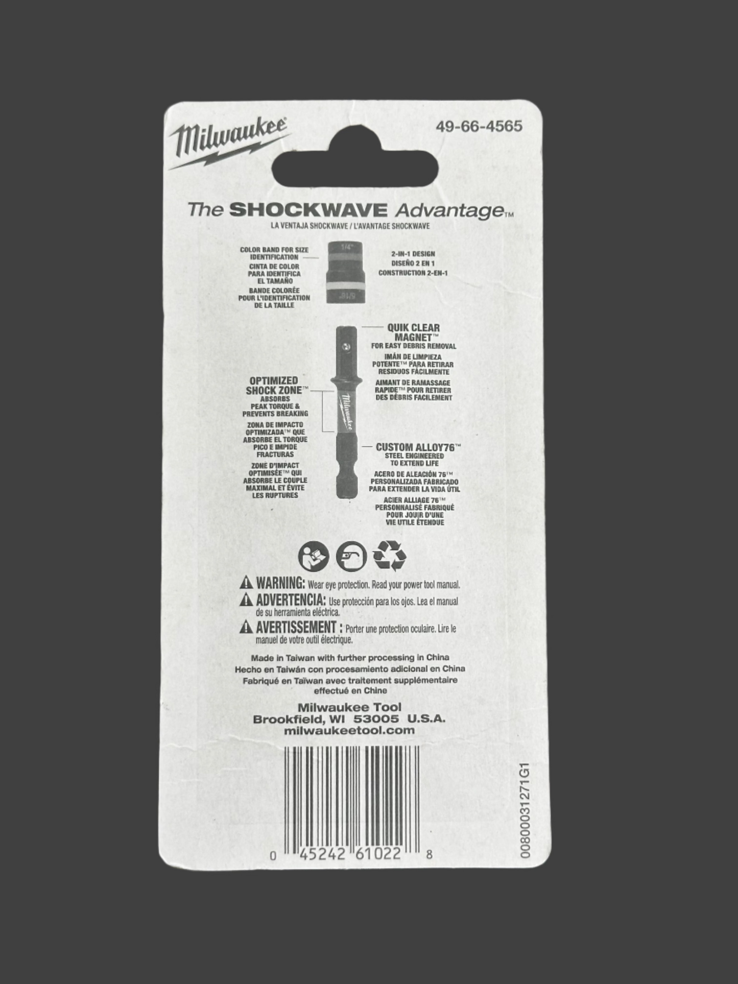 Milwaukee 49-66-4565 Shockwave Impact Duty Quik-Clear 2-In-1 Magnetic Nut