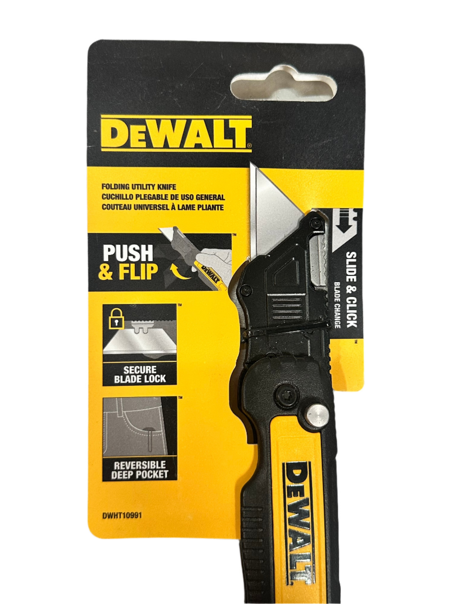 DEWALT Push and Flip Folding Lock-Back Utility Knife DWHT10991