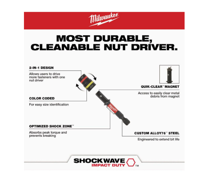 Milwaukee 49-66-4565 Shockwave Impact Duty Quik-Clear 2-In-1 Magnetic Nut