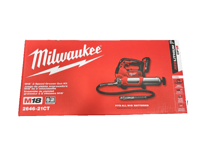 Milwaukee M18 Grease Gun 2-Speed with (1) 1.5Ah Batteries, Charger, Tool Bag 2646-21CT