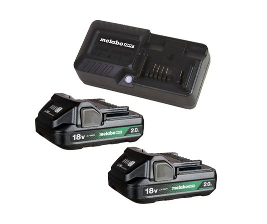 METABO HPT CHARGER AND (2) 18V 2.0Ah Batteries Kit UC18YKSLS