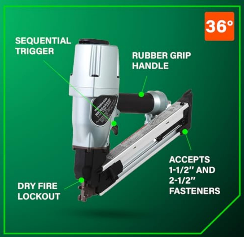 METABO HPT 2-1/2" Pneumatic Strip Nailer - NR65AK2(S)