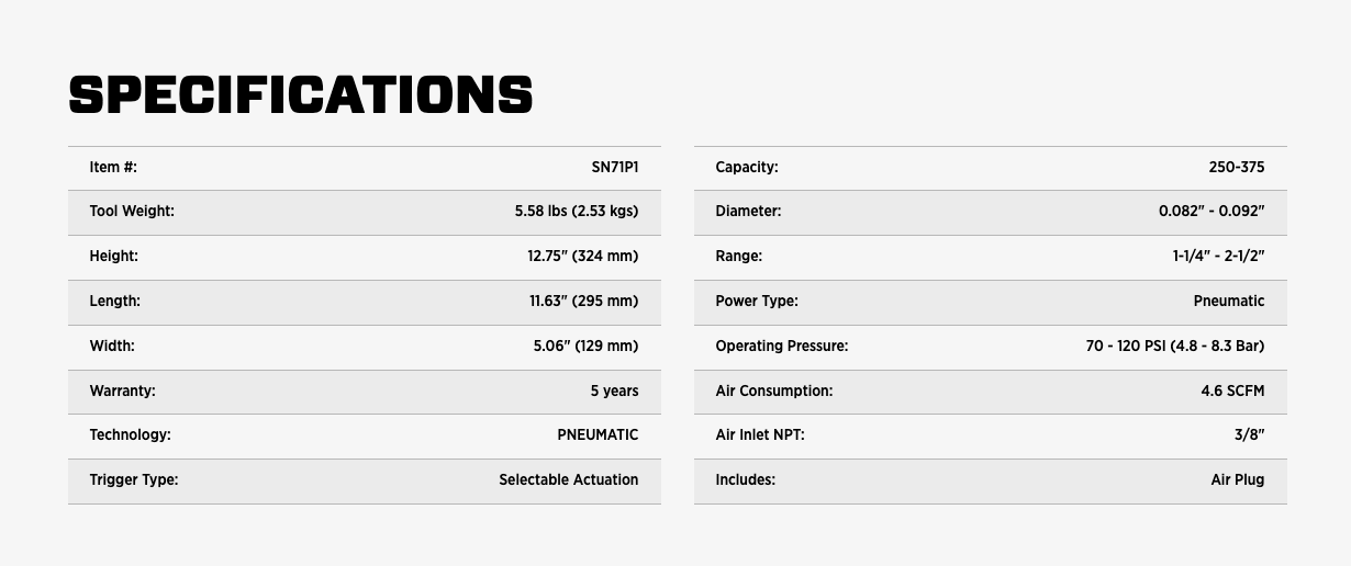 SENCO SN71P1 Cordless 15 degree Siding Nailer