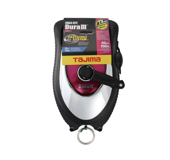 TAJIMA Chalk Line - Chalk-Rite Dura III Chalk Box with 150ft Extreme Bold 2.8 mm Snap Line & Integrated Handle Release CR604S