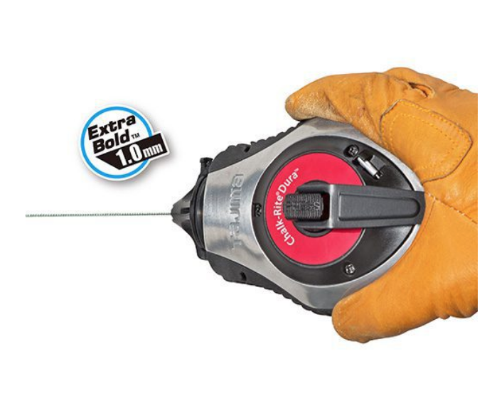 TAJIMA Chalk Line Dura Chalk Box - Extra Bold 1mm Snap Line & Integrated Handle Release - CR401S