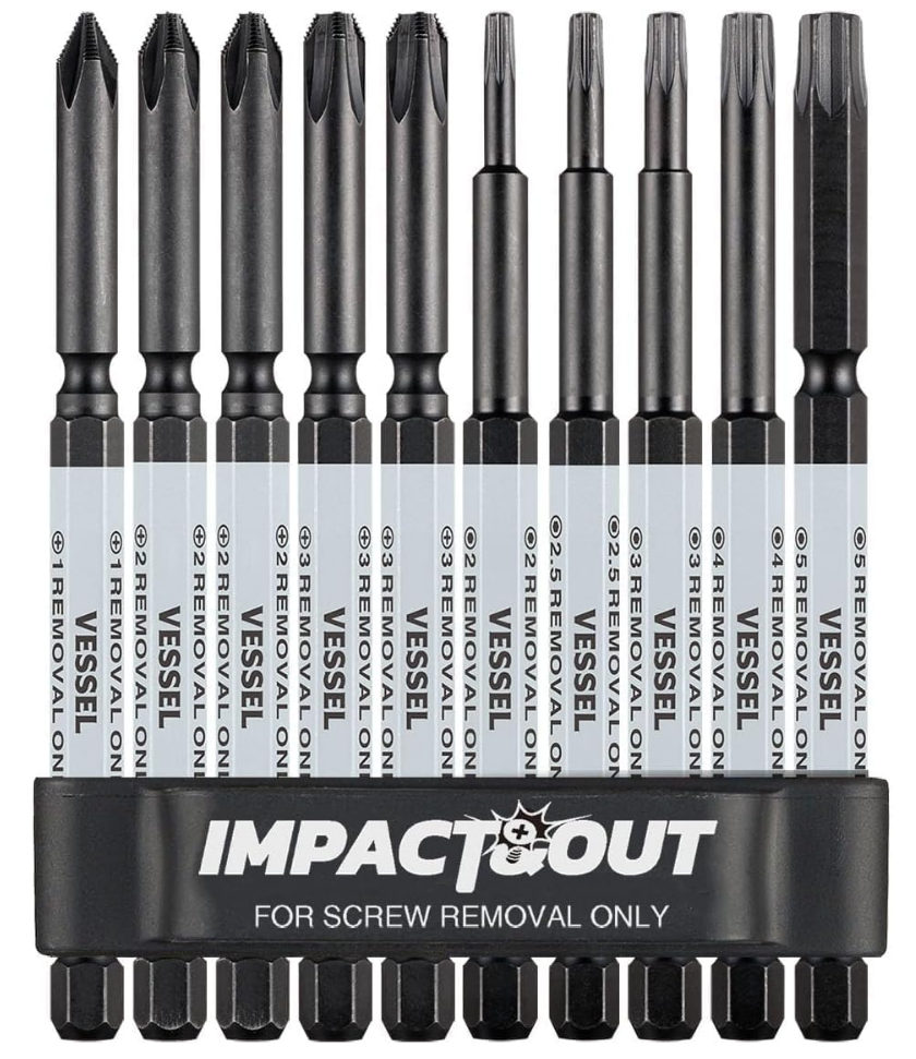 VESSEL IMPACT & OUT Screw Removing Bit ASSORTMENT SET (#HZB10P-01)
