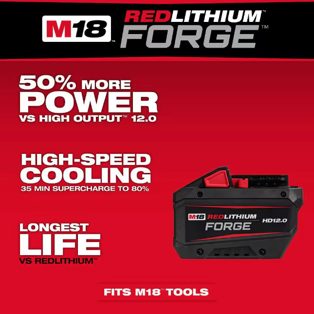 Milwaukee M18 18V Lithium-Ion REDLITHIUM FORGE HD 12.0 Ah Battery Pack 48-11-1813