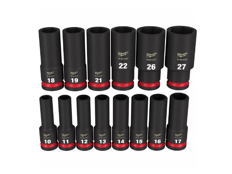 Milwaukee SHOCKWAVE Impact Duty 1/2" Drive Metric Deep 6 Point Socket Set 49-66-7014