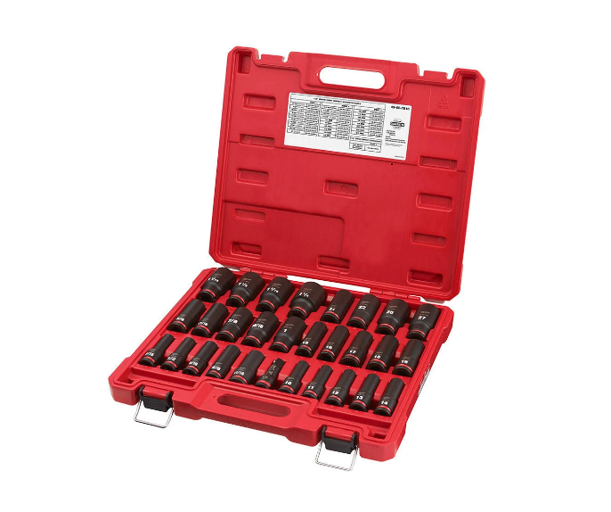 Milwaukee SHOCKWAVE Impact Duty 1/2" Drive Metric Deep 6 Point Socket Set 49-66-7014