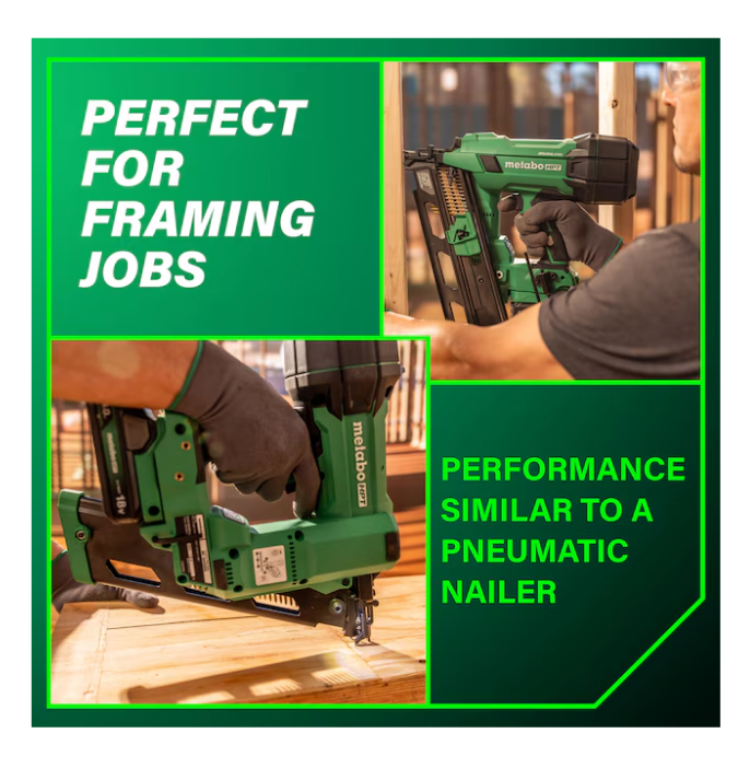 METABO HPT 18V MultiVolt Cordless 21° 3-1/2" Plastic Strip Framing Nailer Kit NR1890DRA