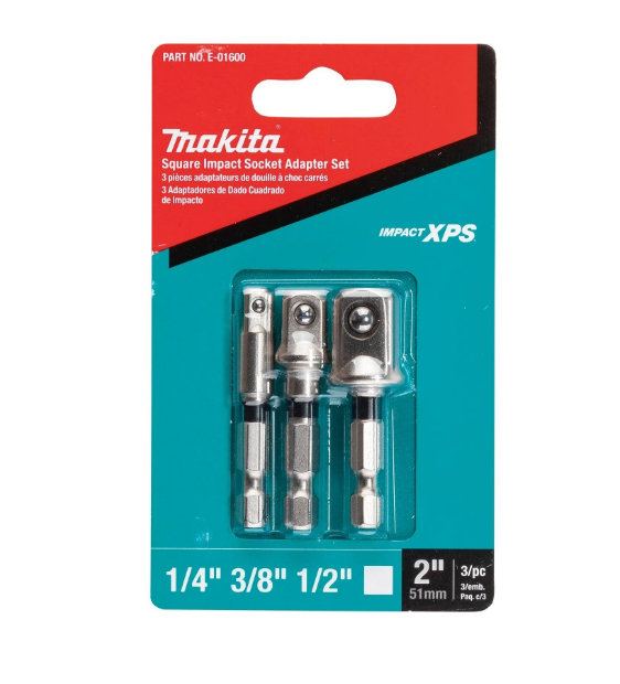 Makita XPS 3-Piece Square 2in Impact Socket Adapter Set E-01600