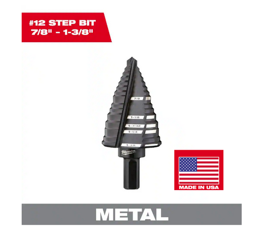 Milwaukee 7/8 in. - 1-3/8 in. #12 Black Oxide Step Drill Bit 5-Steps - 48-89-9212