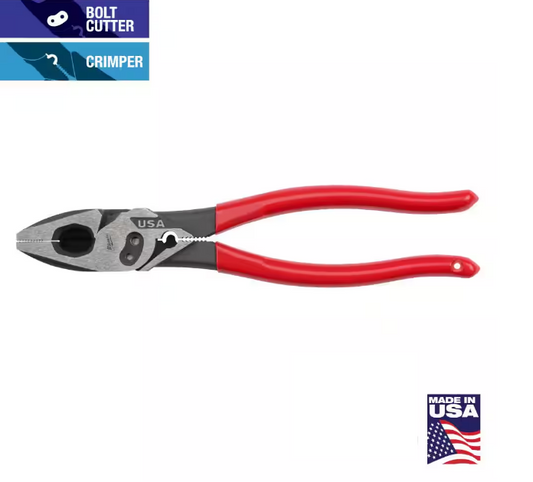 Milwaukee 9" Lineman's Pliers with Crimper/Bolt Cutter and Dipped Grip (MT500C)