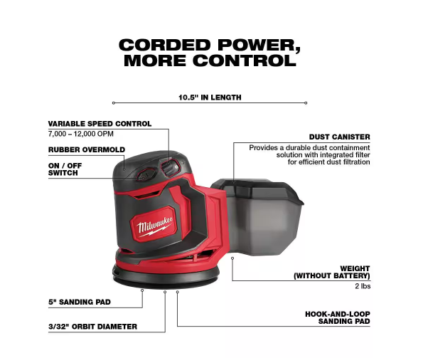Milwaukee M18 18V 5in. Random Orbit Sander 2648-20 (TOOL ONLY)