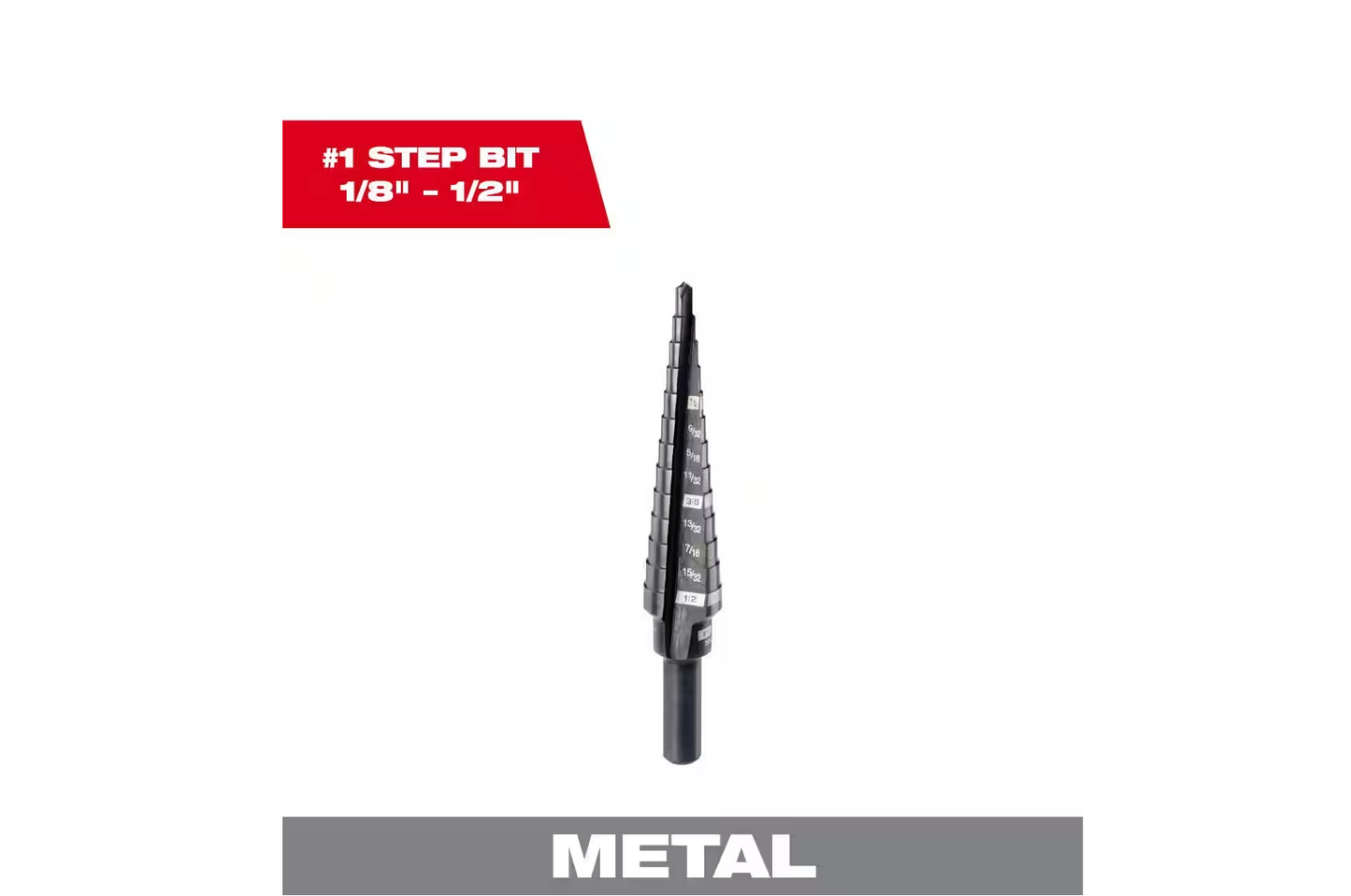 Milwaukee 1/8inch - 1/2inch #1 Black Oxide Step Drill Bit 13-Steps (48-89-9201)