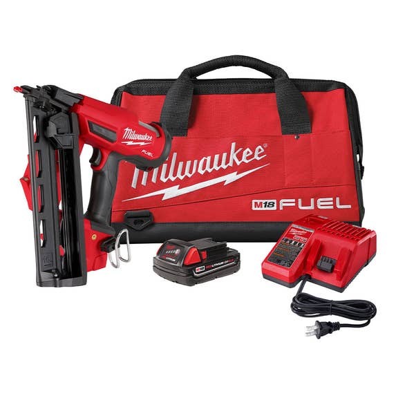 NEW Milwaukee 2841-21CT M18 FUEL 18V 16 Guage Cordless Angled Finish Nailer Kit