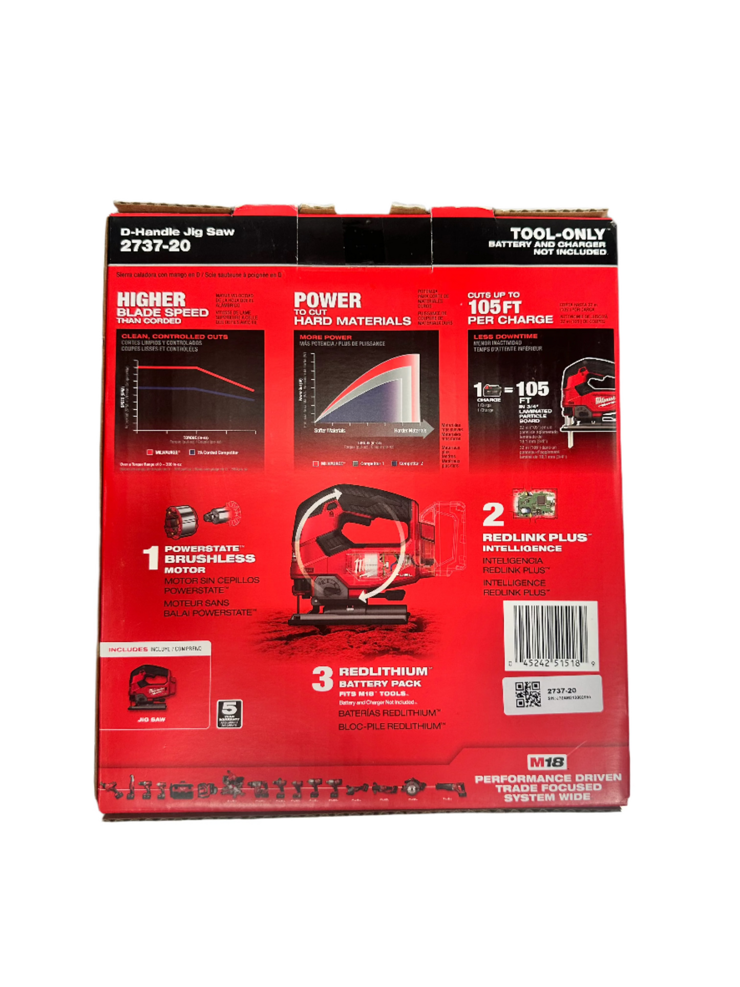 Milwaukee M18 FUEL Cordless D-Handle Jig Saw 2737-20 (TOOL ONLY)