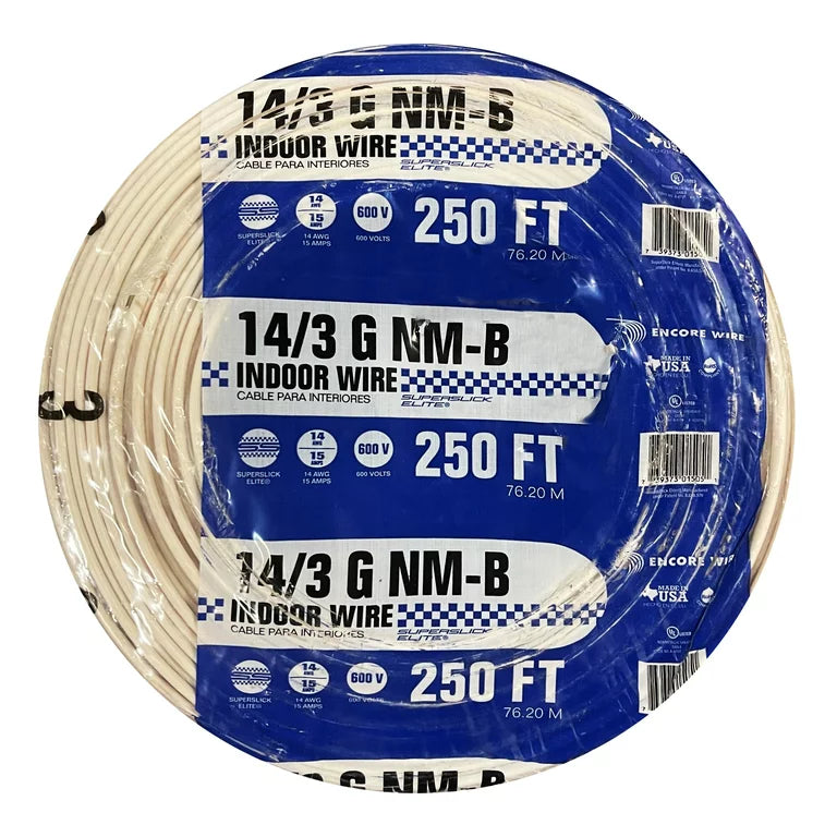 250 Ft romex 14/3 Romex SIMpull Non-Metallic Electrical Wire NM-B. 19-Lbs