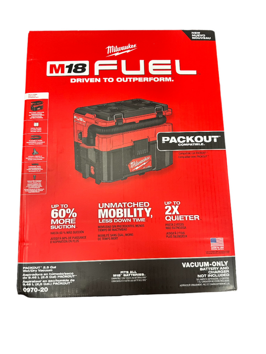 Milwaukee M18 FUEL PACKOUT 2.5 Gallon Wet/Dry Vacuum 0970-20 (VACUUM ONLY)