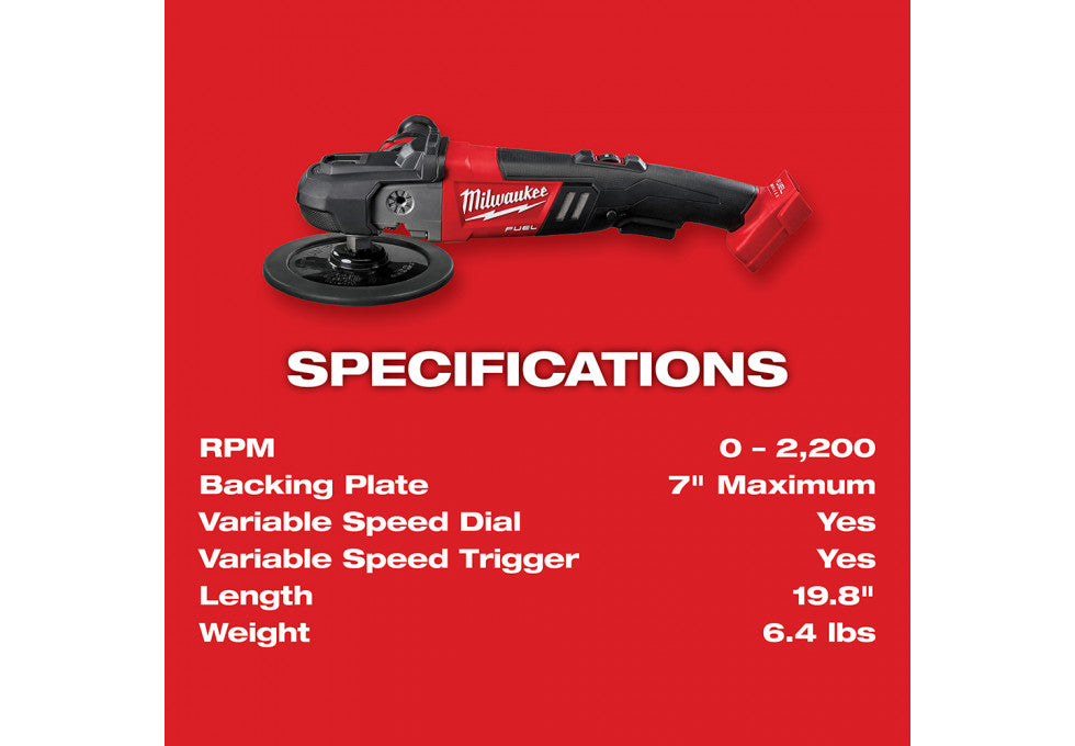 M18 FUEL 18V Lithium-Ion Brushless Cordless 7 in. Variable Speed Polisher (Tool-Only)