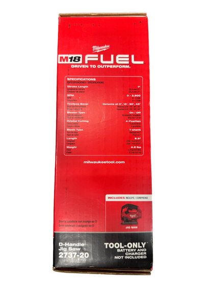 Milwaukee M18 FUEL Cordless D-Handle Jig Saw 2737-20 (TOOL ONLY)
