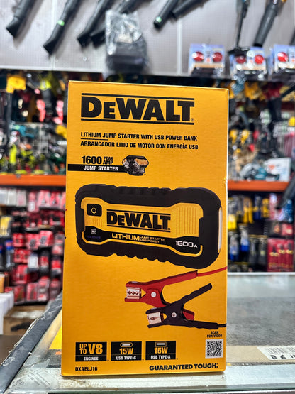 DEWALT 1600 Peak Amp Lithium Jump Starter with USB Power Bank DXAELJ16 Compact