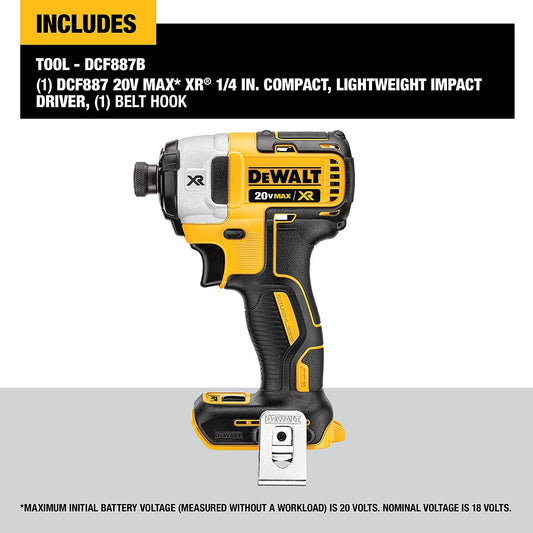 DEWALT DCF887 20V 1/4" HEX 3-Speed Impact Driver + 5PC NUT SETTER SET. YEAR 2023