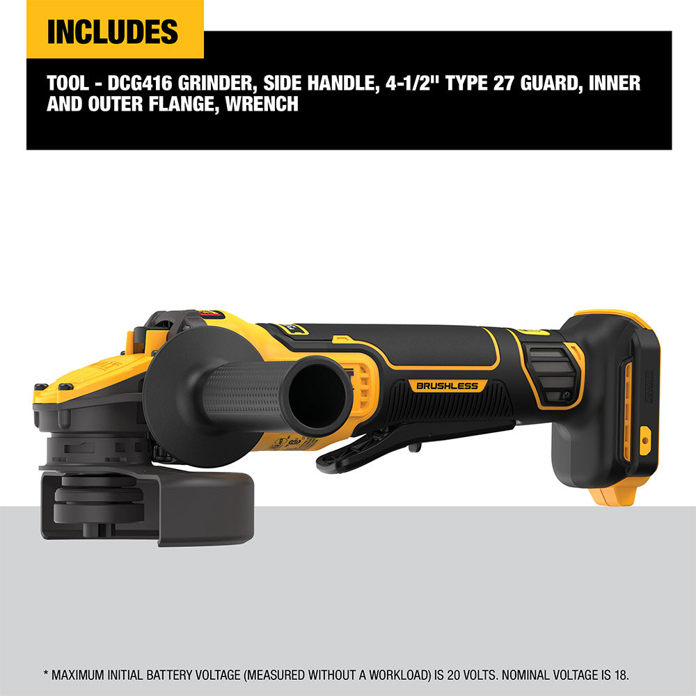 New DeWalt DCG416B 20V MAX BL Li-Ion 4-1/2 in - 5 in Angle Grinder (Tool Only)