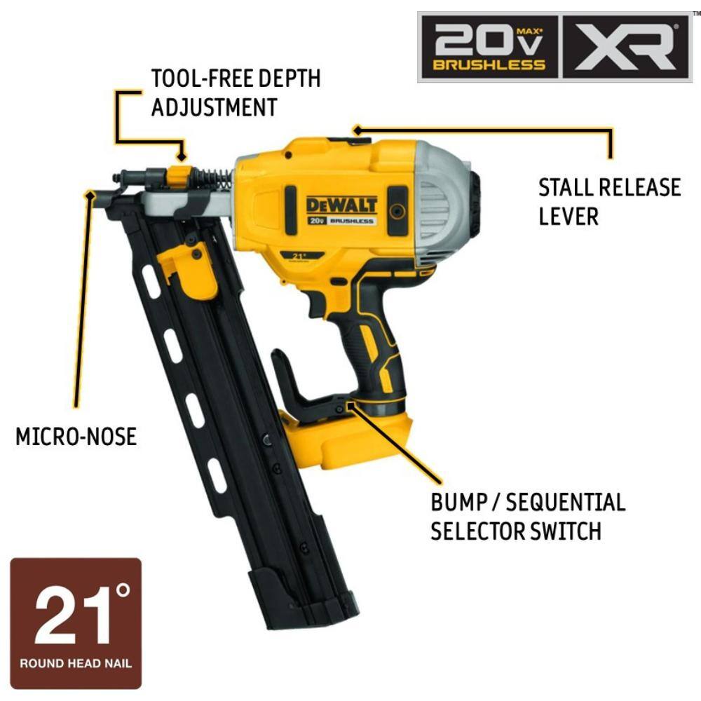 DEWALT DCN21PLB 20V 21-Degree Cordless Framing Nailer Gun (Tool only)