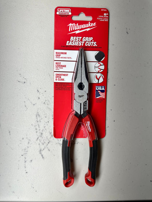 Milwaukee 8" Comfort Grip Long Nose Pliers (MT555)