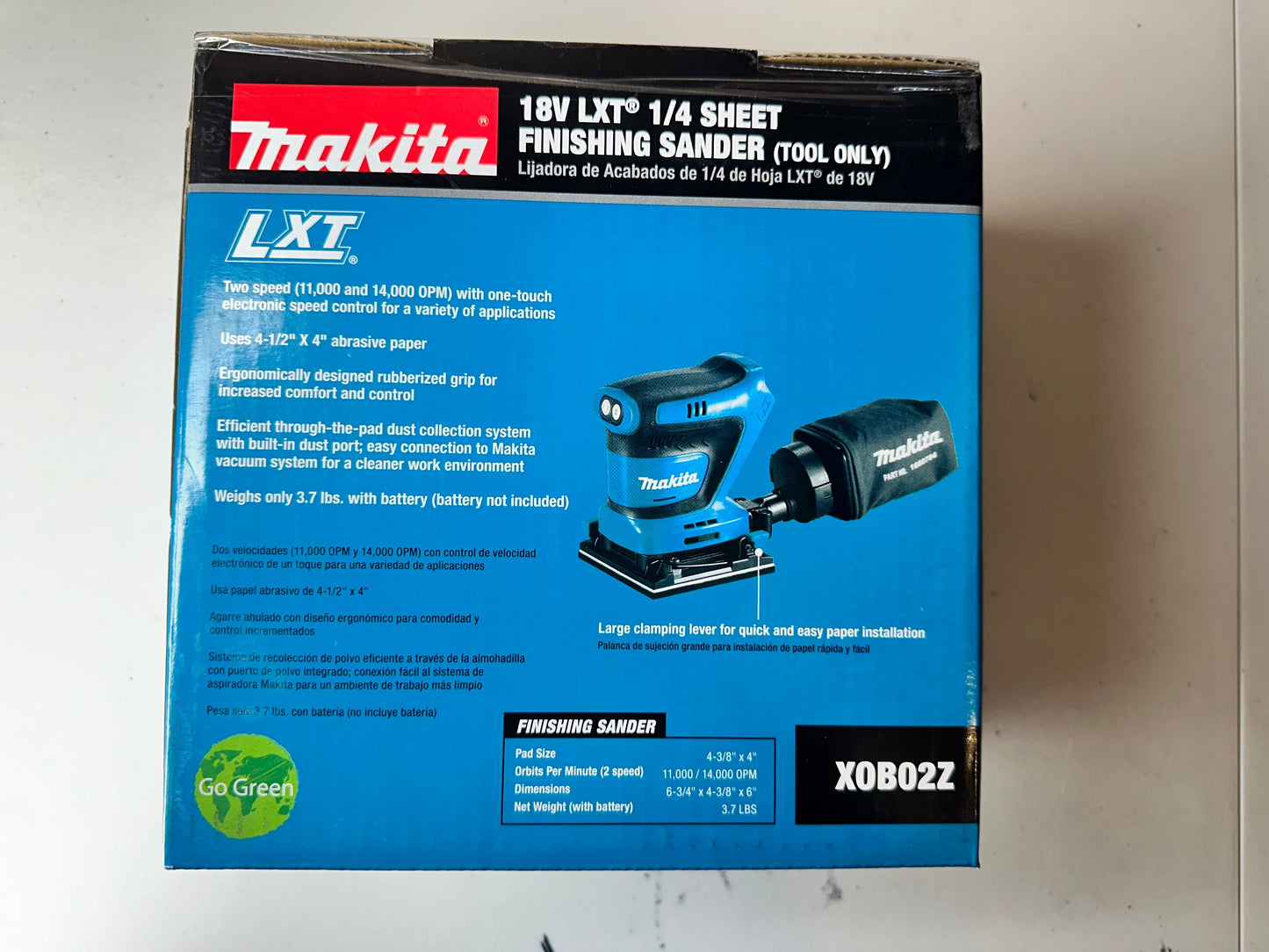 MAKITA 18V LXT® Lithium‑Ion Cordless 1/4 Sheet Finishing Sander (TOOL ONLY) - X0B02Z