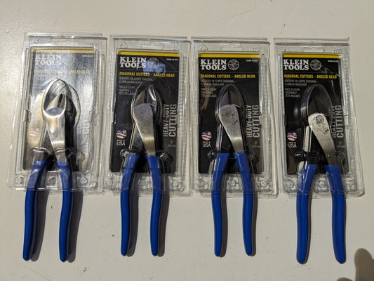4-Klein Tools D2000-48-SEN Diagonal Cutters - Angled Head Blue - Made in USA NEW