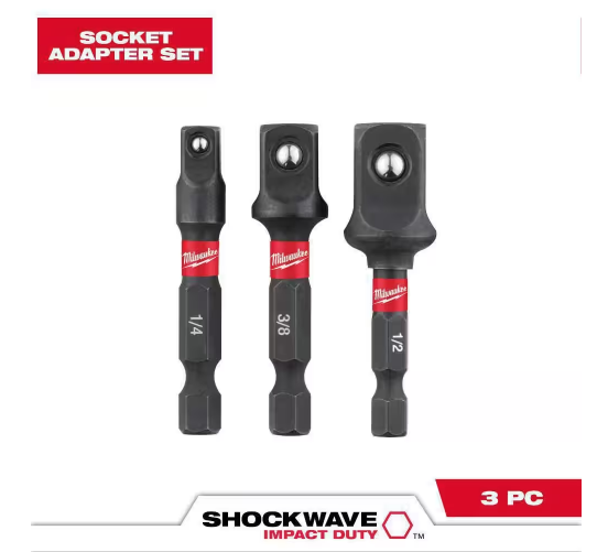 Milwaukee SHOCKWAVE Impact Duty 1/4 in. Hex Shank Socket Adapter Set (3-Piece) 48-32-5033