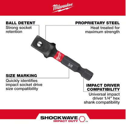 Milwaukee SHOCKWAVE Impact Duty 1/4 in. Hex Shank Socket Adapter Set (3-Piece) 48-32-5033