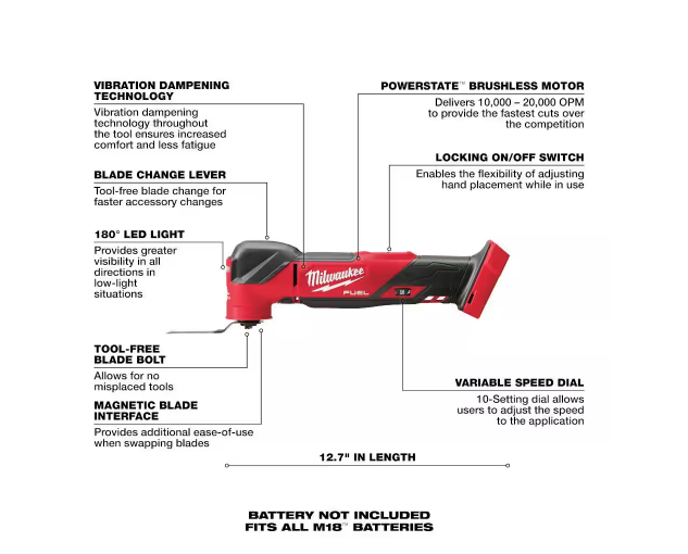 Milwaukee M18 FUEL 18V Oscillating Multi-Tool 2836-20 (Tool-Only)