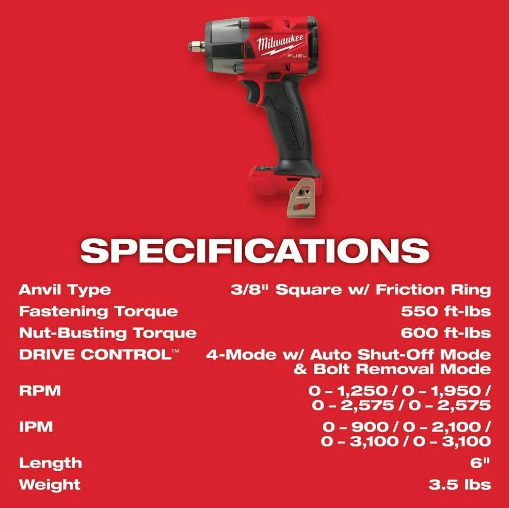 Milwaukee 18V 3/8" Mid-Torque Impact Wrench w/ Friction Ring 2960-20 (TOOL ONLY)