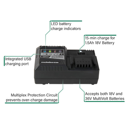 METABO HP 18V/36V Volt Lithium Ion Rapid Charger UC18YSL3