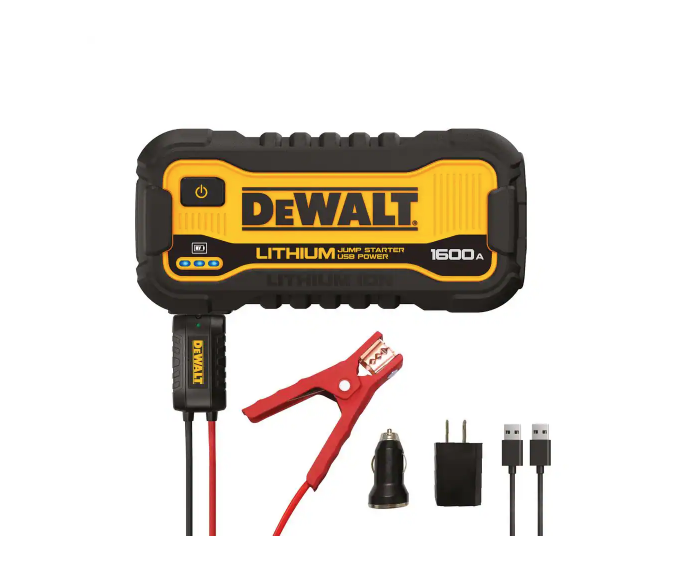 DEWALT 1600 Peak Amp Lithium Jump Starter with USB Power Bank DXAELJ16 Compact