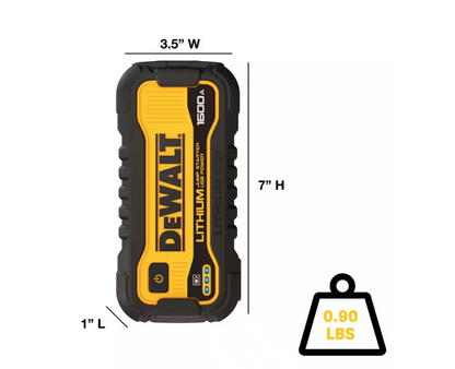 DEWALT 1600 Peak Amp Lithium Jump Starter with USB Power Bank DXAELJ16 Compact