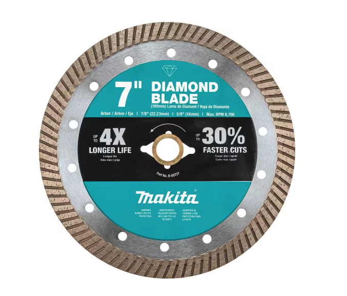 Makita 7" Turbo Rim Diamond Blade for Concrete, Block, Paver, Brick, and Roof Tile B-69727