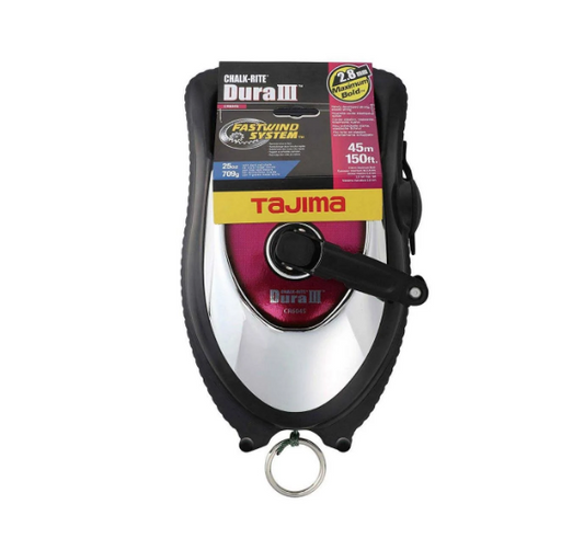 TAJIMA Chalk Line - Chalk-Rite Dura III Chalk Box with 150ft Extreme Bold 2.8 mm Snap Line & Integrated Handle Release CR604S