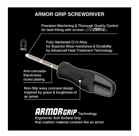 VESSEL Armor Grip Screwdrivers 4PC Set (#550APH4PBU)
