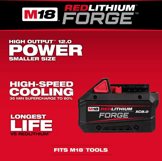 Milwaukee M18 18V Lithium-Ion REDLITHIUM FORGE XC 8.0 Ah Battery Pack 48-11-1881