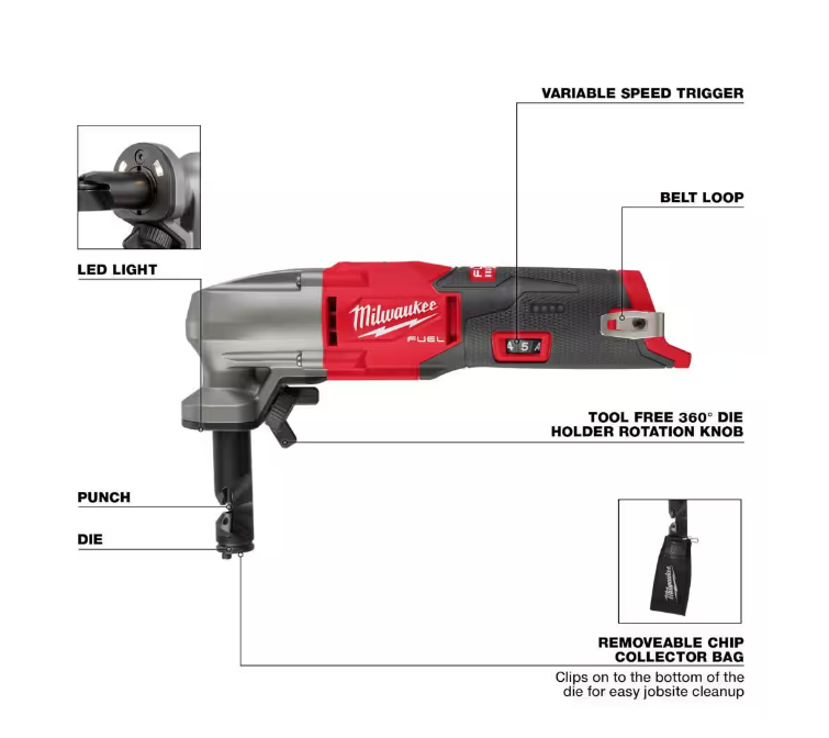 Milwaukee M12 FUEL 12-Volt Lithium-Ion Brushless 16-Gauge Variable Speed Nibbler 2476-20(TOOL ONLY)