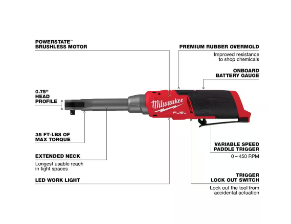 Milwaukee M12 FUEL 12V 3/8 in. Extended Reach High Speed Ratchet 2569-20 (TOOL ONLY)