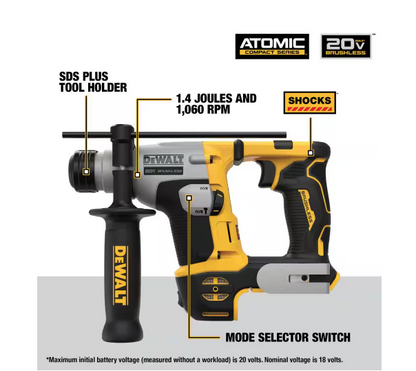 DEWALT ATOMIC 20V MAX Compact 5/8" SDS Plus Hammer Drill DCH172B (TOOL ONLY)