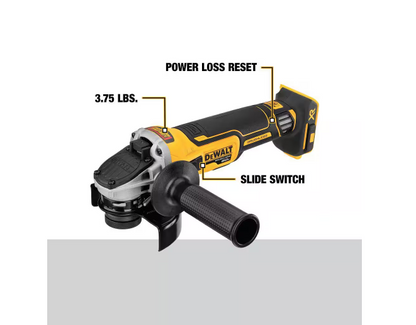 DEWALT 20V MAX XR 4.5" Slide Switch Small Angle Grinder w/ Kickback Brake DCG405B (TOOL ONLY)