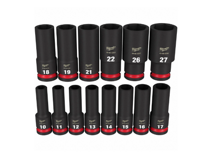 Milwaukee SHOCKWAVE Impact Duty 1/2" Drive Metric Deep 6 Point Socket Set 49-66-7014